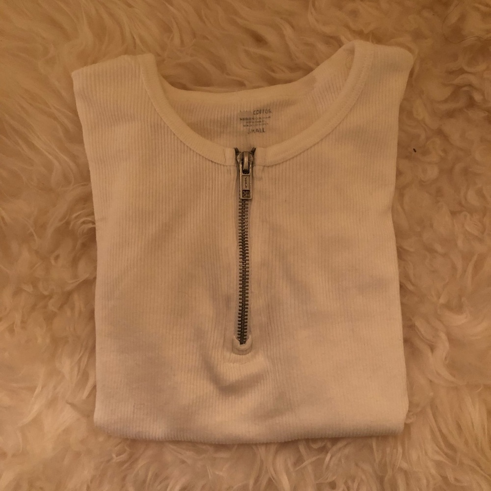 White Zipper Tee